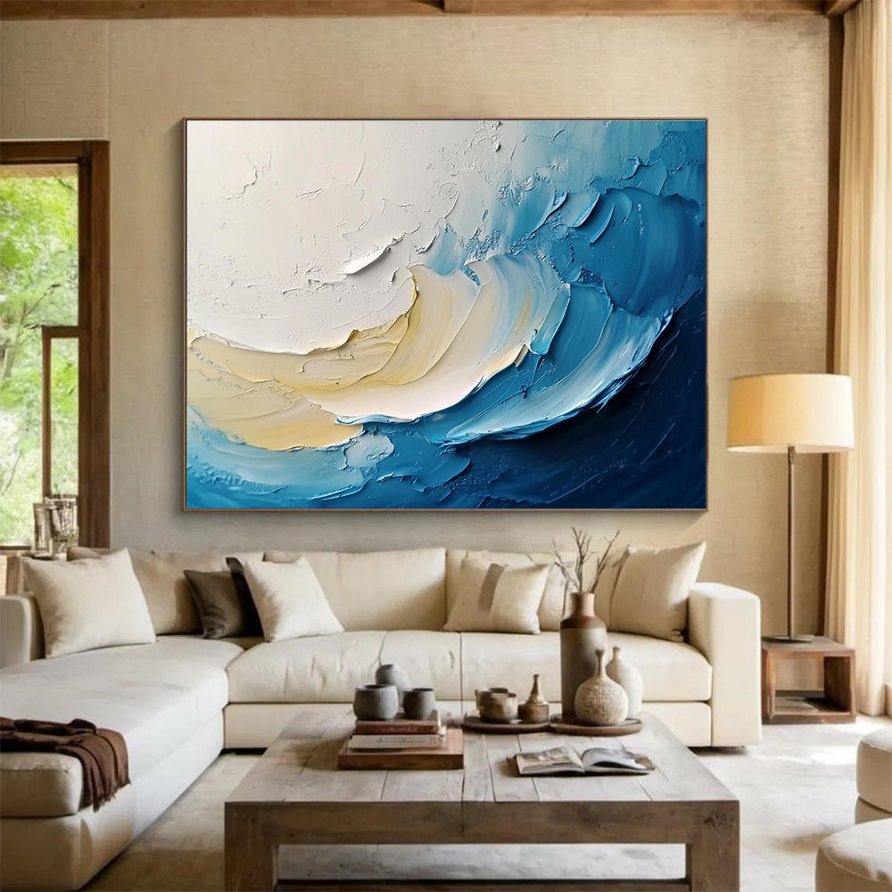 Textured Wave Abstract Painting with Dynamic, Tactile Layers ABS526