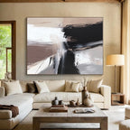 Dynamic Monochrome Abstract Painting with Flowing Movement WINK504
