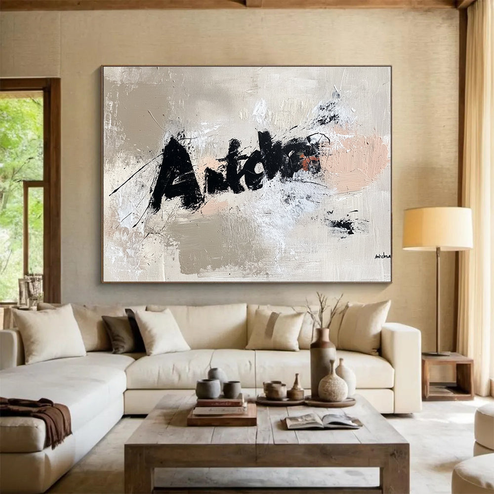 “Antcha” Text Abstract Painting with Edgy, Street - Art Vibes ABS469