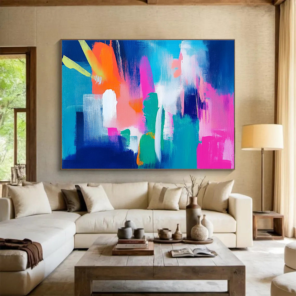 Bright Abstract Shapes: Playful Color Interaction Abstract Painting ABS153