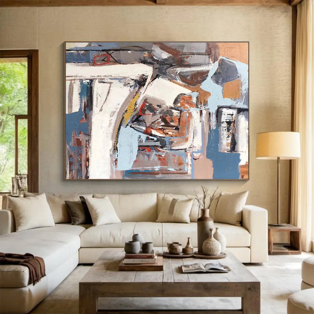 Abstract Coastal Geometry Modern Seascape Painting for Contemporary Spaces YHT025