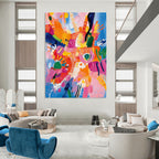 Energetic Bold Floral Abstract Painting for Cheerful Spaces HENG287