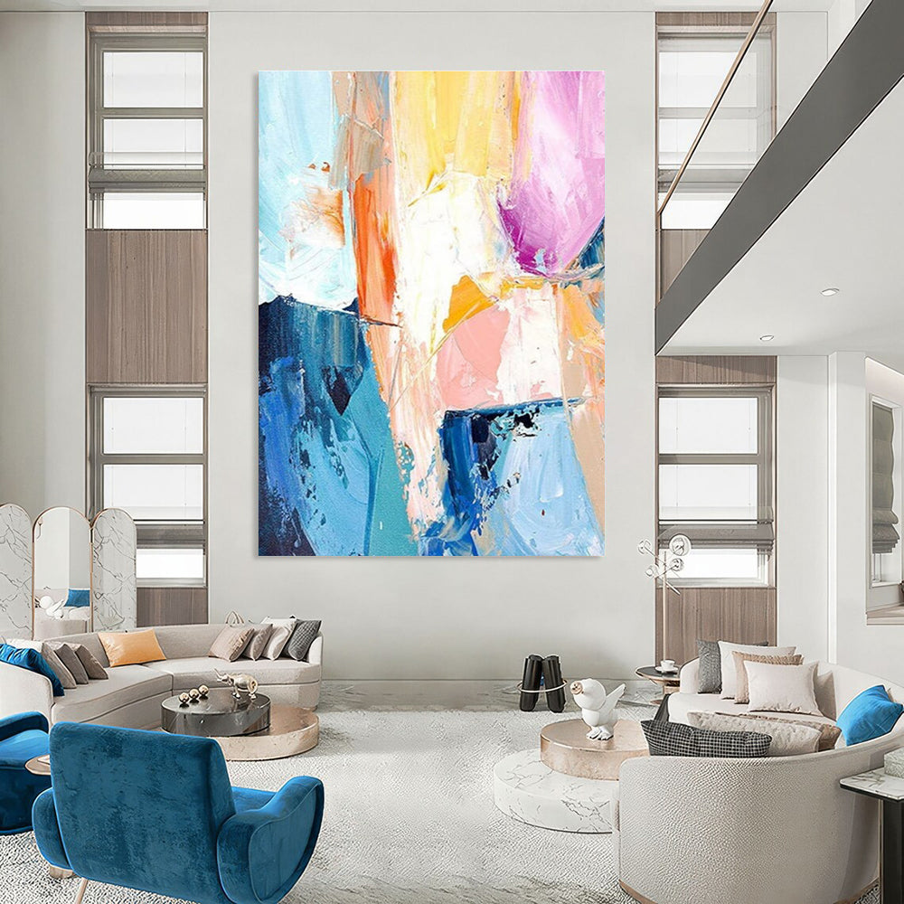 Vibrant Colorful Abstract Shapes Painting for Modern Interiors HENG280