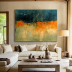 Dark and Orange Layered Textures Abstract Painting ABS341