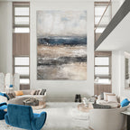 Gray and Blue Sea Abstract Painting for Coastal - Inspired Homes GAB0976
