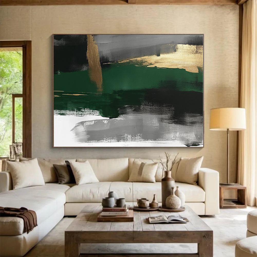 Green Gold Abstract Painting with Luxe Serenity WINK755