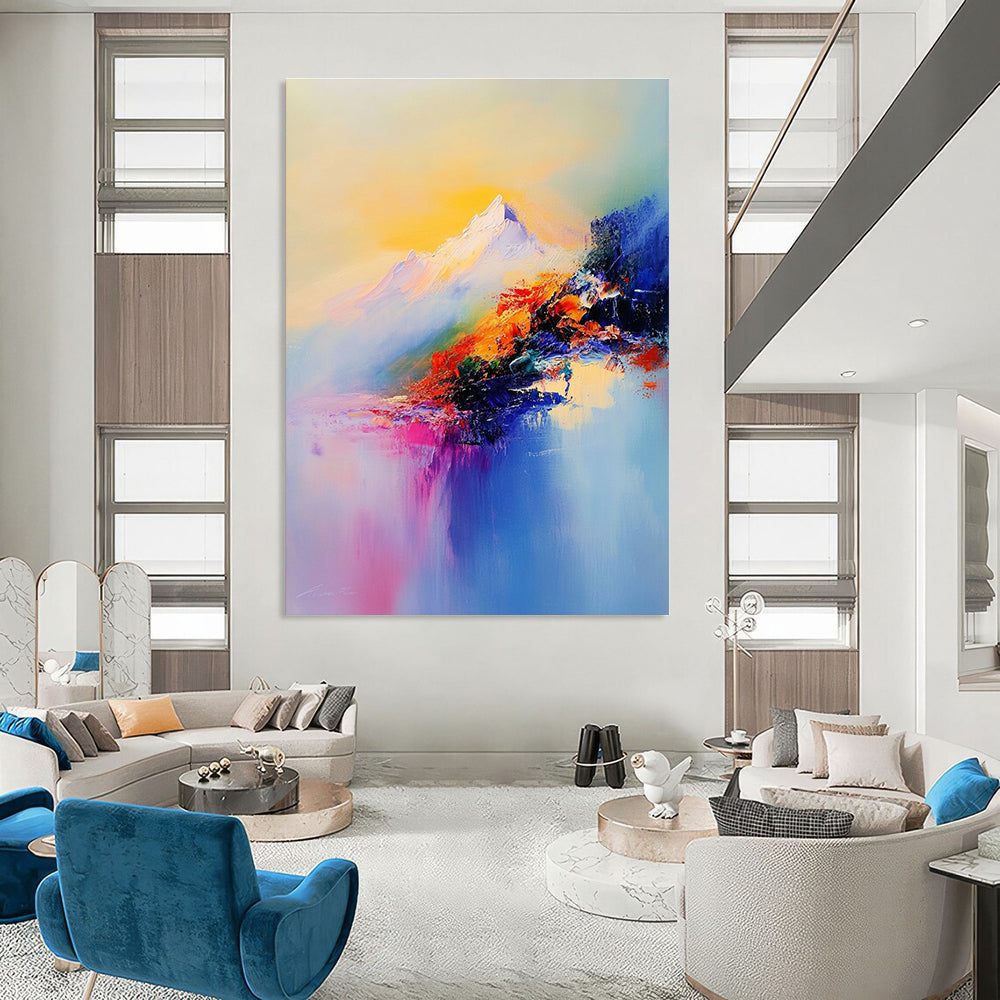 Colorful Mountain Abstract Painting for Adventure - Themed Cafes GAB0783