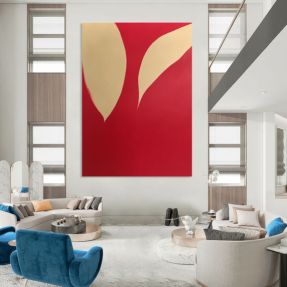 Red and Beige Shapes Minimalist Abstract Painting GAB0254