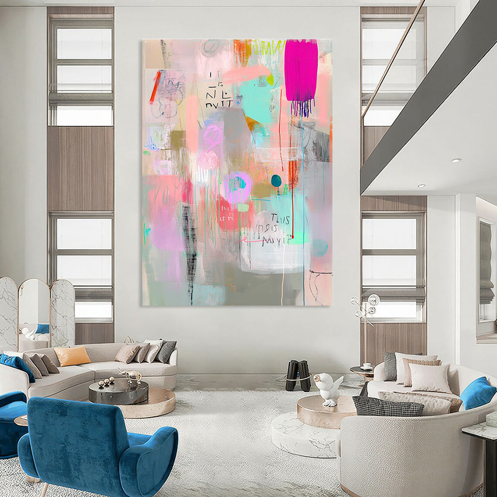 Pastel Abstract Layers Painting of Gentle Expressions GAB0158