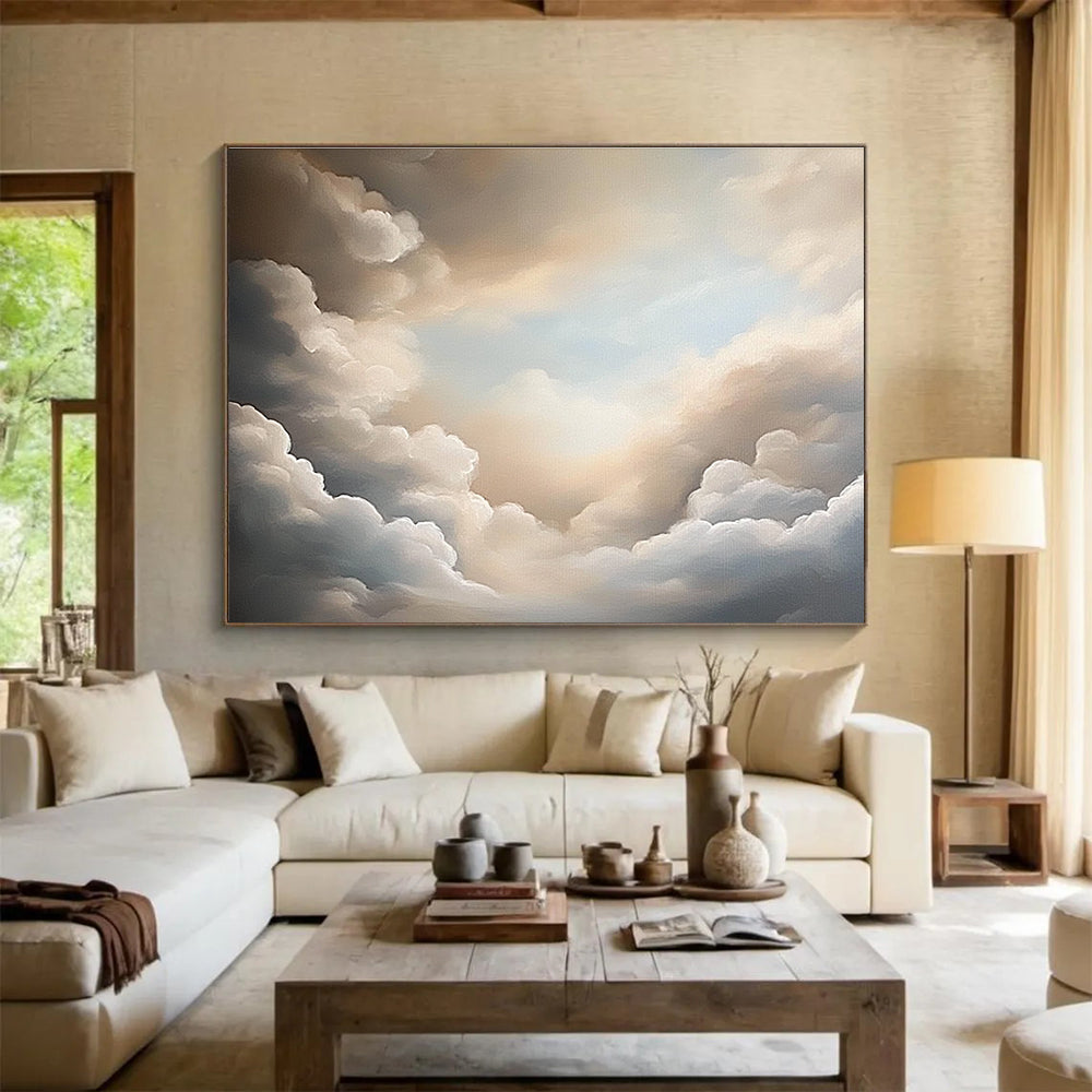 Serene Neutral Cloudscape Abstract Painting ABS132