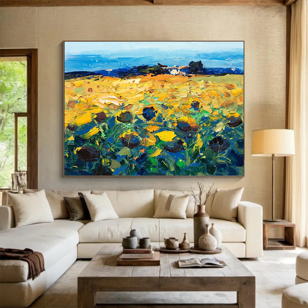 Sunflower Field Abstract Painting for Countryside - Themed Cafes YHT485