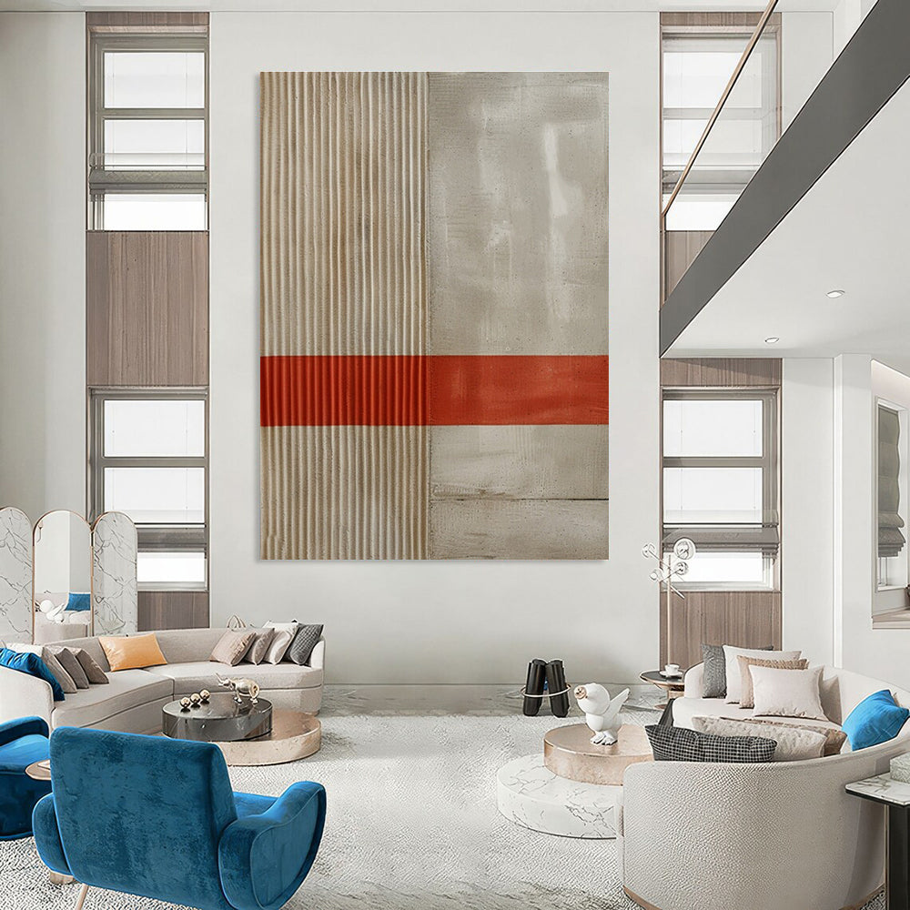 Minimalist Stripe Abstract Painting for Scandinavian - Style Interiors HENG007