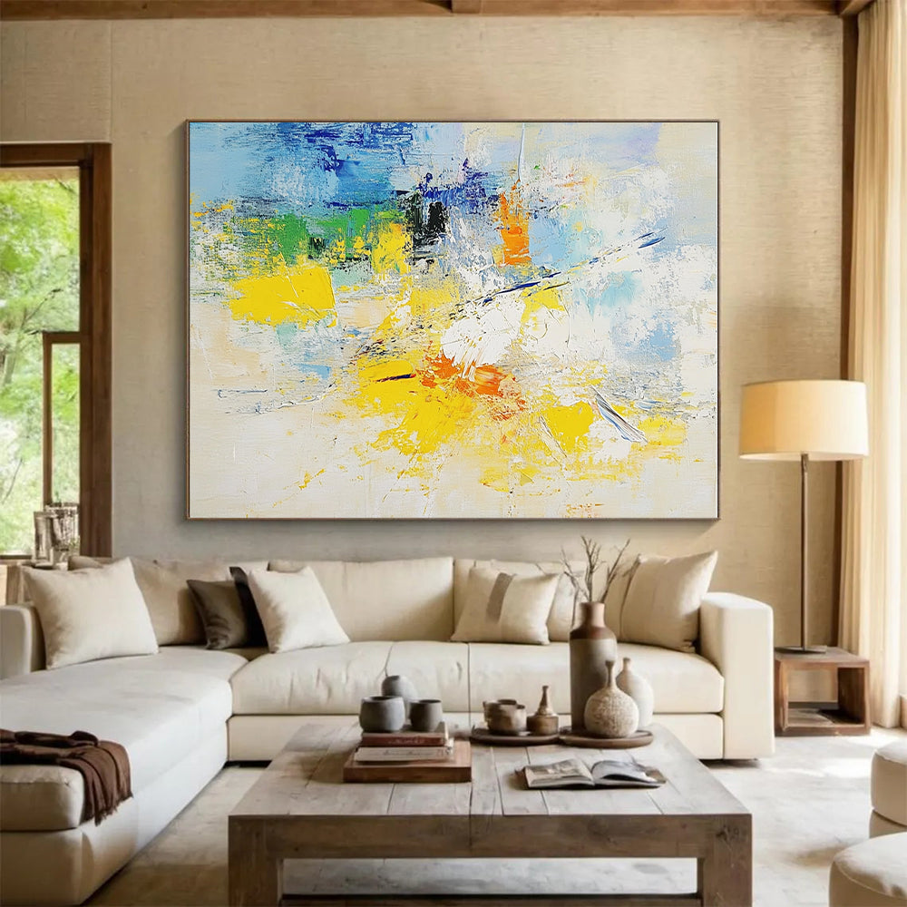 Blue Yellow Orange Abstract Painting with Cheerful Energy WINK486