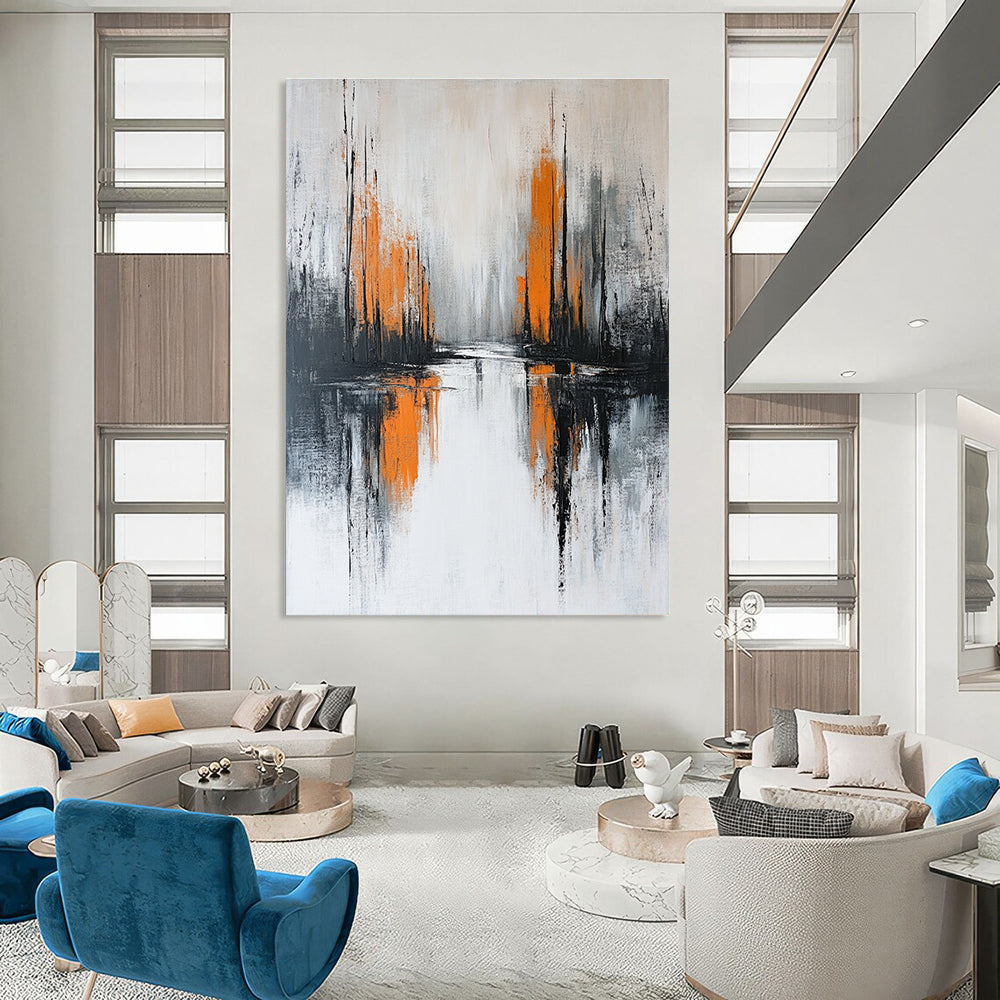 Monochrome Landscape - Inspired Abstract Painting for Modern Living Rooms GAB0873
