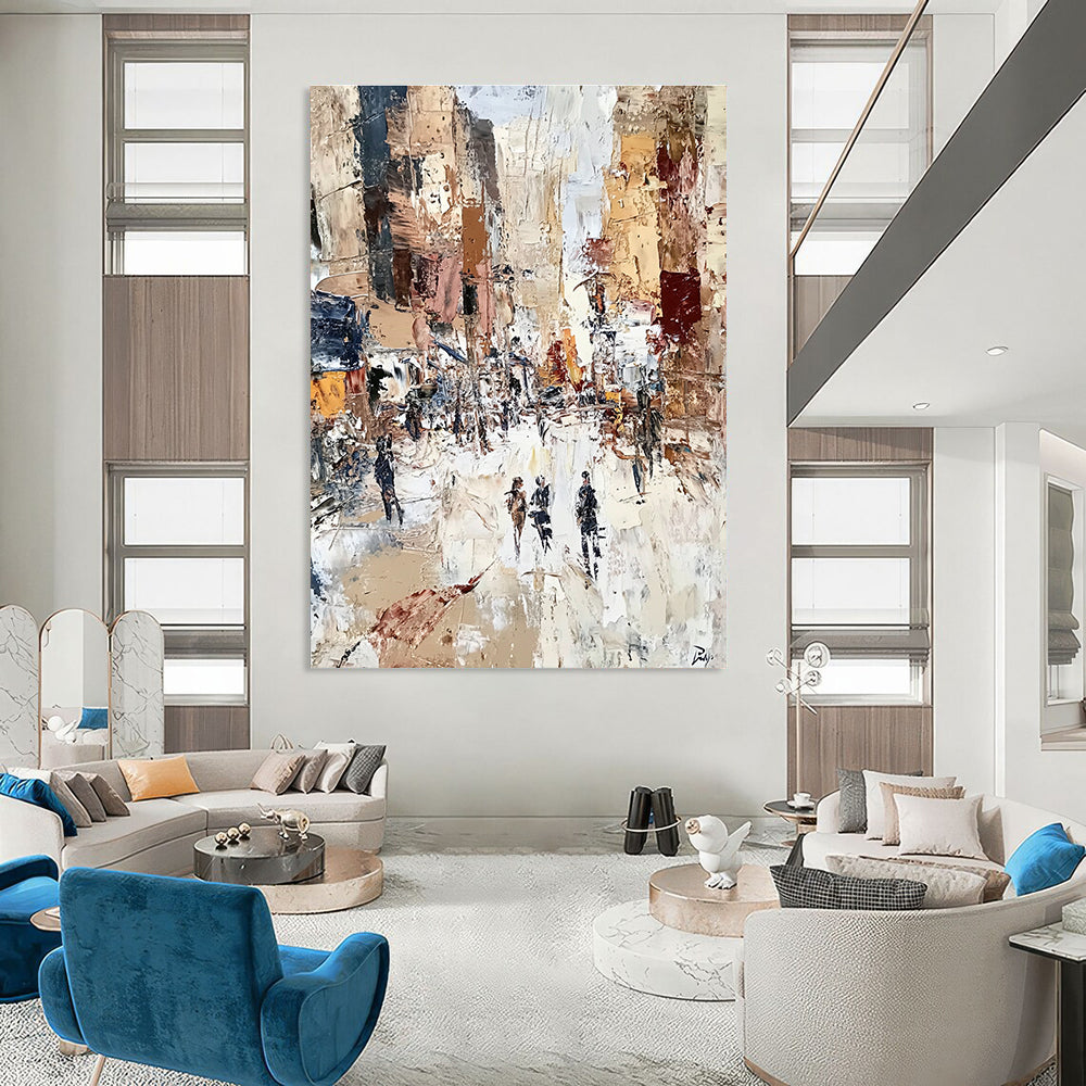 Busy Urban Street Abstract Painting for City - Themed Cafes GAB1075