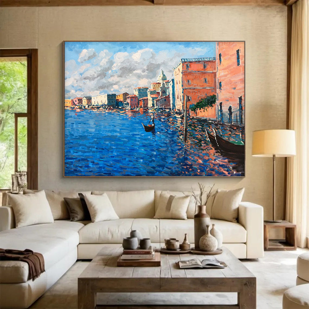 Venice Canal Abstract Painting for Italian Restaurant Private Dining Rooms YHT456