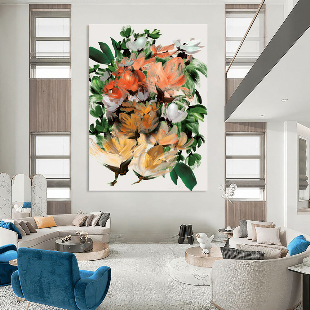 Vibrant Floral Bouquet Abstract Painting for Garden - Themed Restaurants HENG217