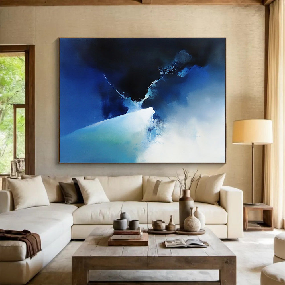 Blue - White Abstract Mist Painting with Ethereal Calm WINK401