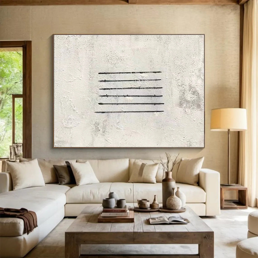Simple Black Lines Abstract Painting for Modern Office Break Rooms YHT264