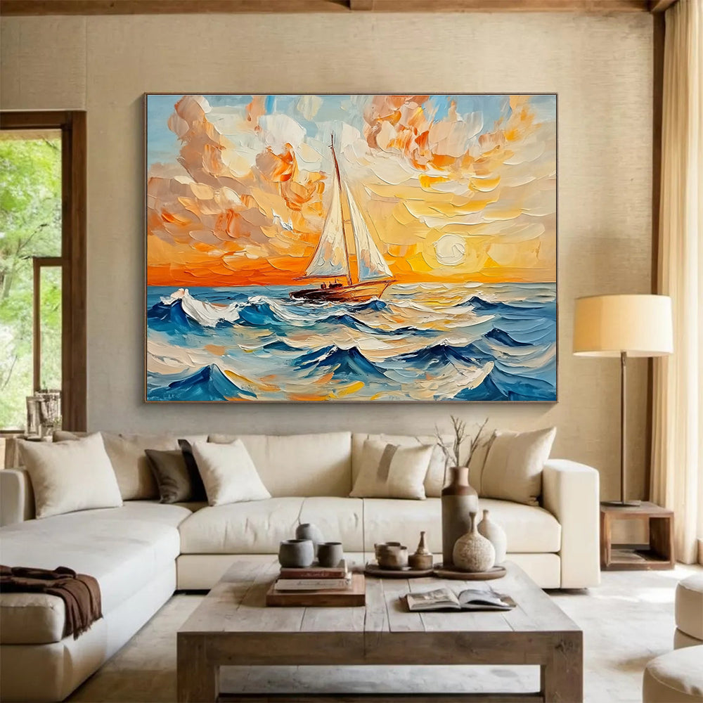 Sailboat at Sunset - Nautical Beauty on Canvas ABS011