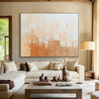 Beige - Textured Abstract Painting with Patchwork Design WINK864