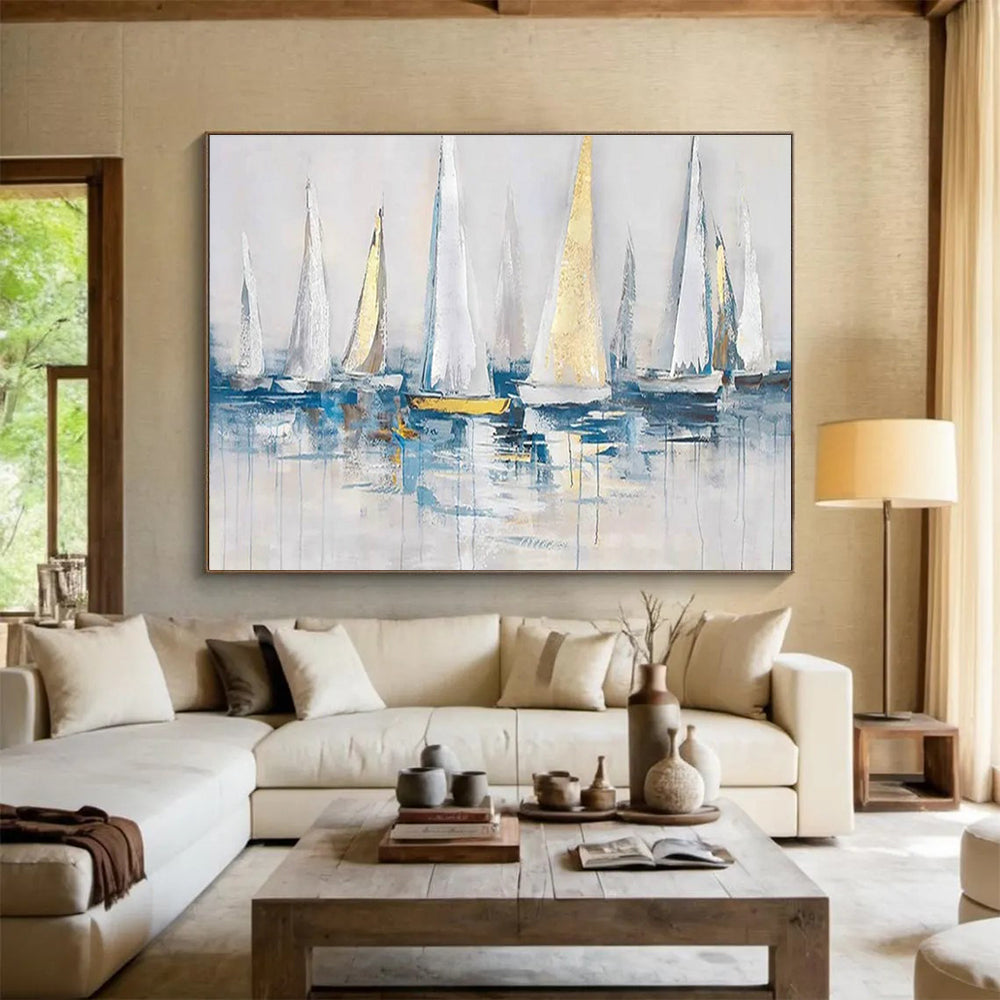 Sailboat Fleet Abstract Painting for Yacht Club Dining Rooms YHT259