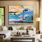 Bold Color Abstract Swirls Painting for Artistic Statements YHT007