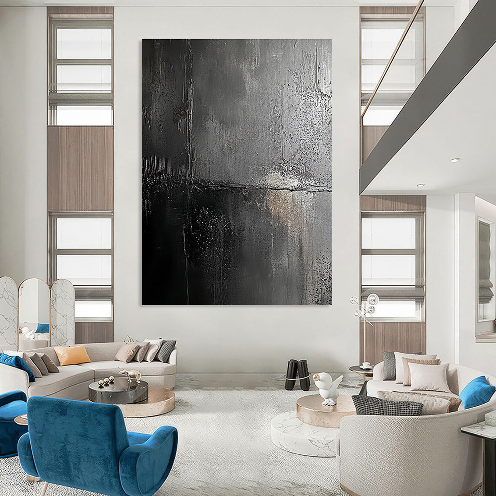 Black and Gray Abstract Painting for Modern - Minimalist Lofts GAB0899