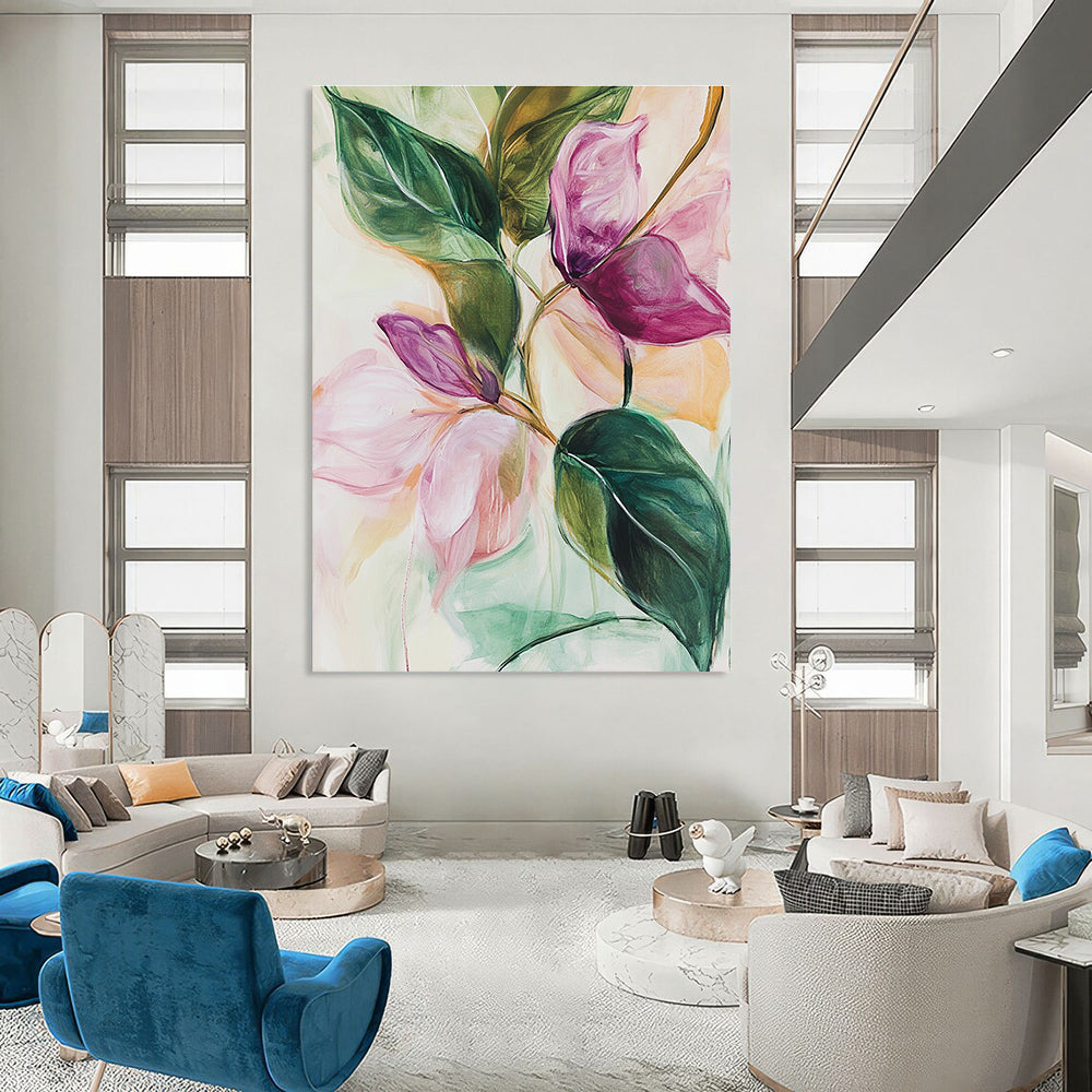 Pink and Purple Flowers Abstract Painting for Romantic - Styled Boutiques GAB1073