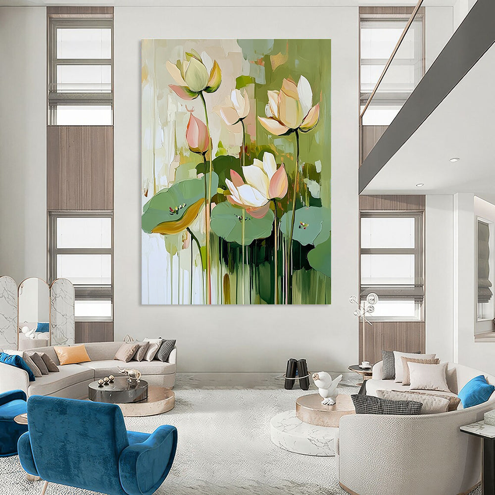 Lotus Flower Bunch - Elegant Floral Abstract Painting GAB0619
