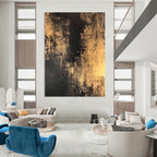 Gold and Black Abstract Painting for Luxury Hotel Lobbies GAB1271