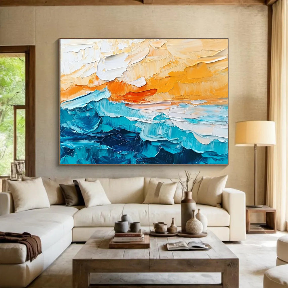 Sea and Sky Textured Abstract Painting with Bold Brushstrokes ABS291