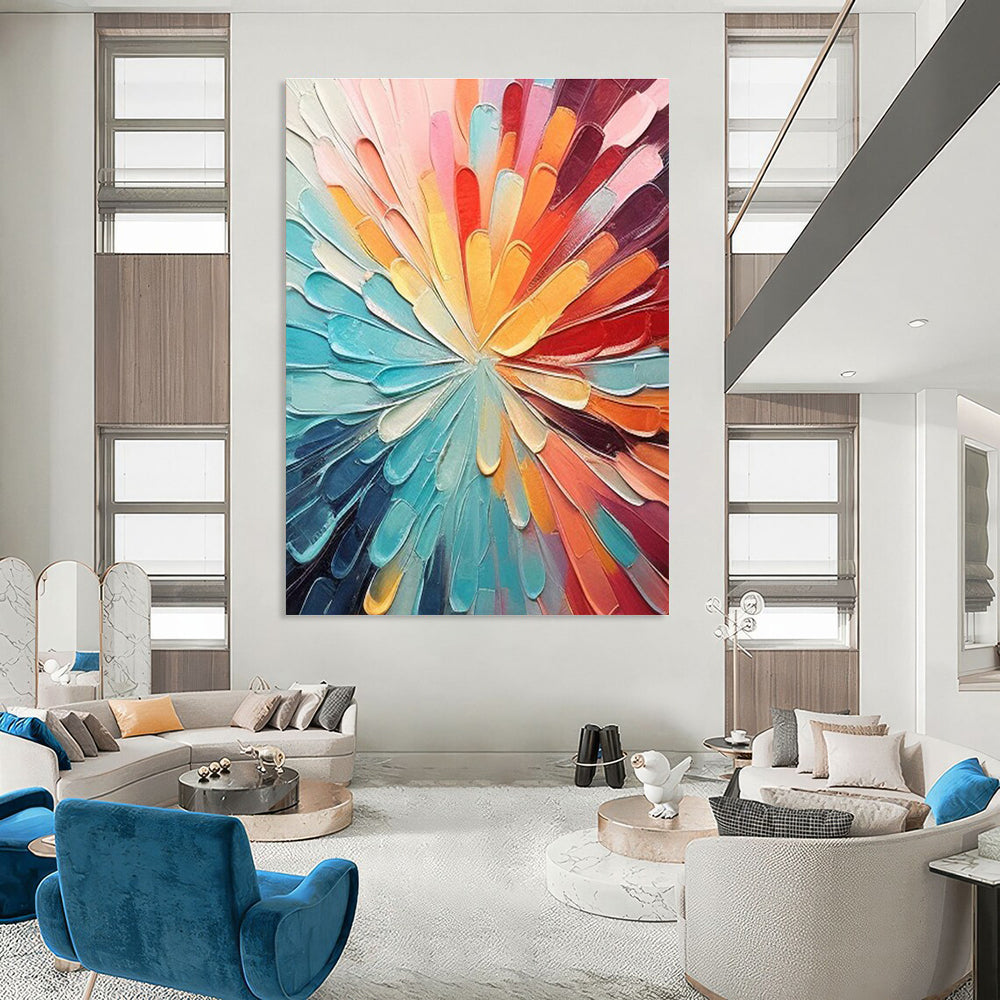 Eye - Catching Colorful Radial Abstract Painting for Dynamic Spaces HENG288