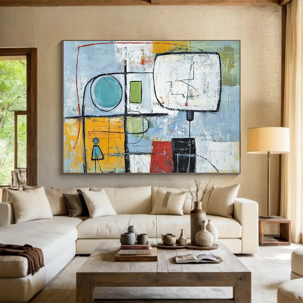 Abstract Figure and Shapes with Mixed Colors Abstract Painting ABS353