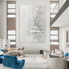 Textured White Wall Abstract Painting for Contemporary Art Spaces HENG066