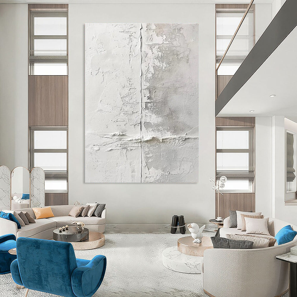 Textured White Wall Abstract Painting for Contemporary Art Spaces HENG066