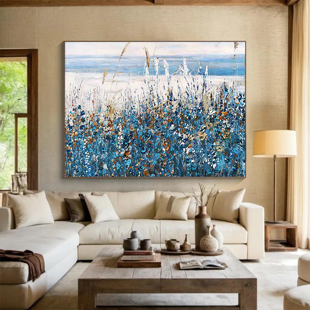 Coastal Meadow Abstract Painting for Beachfront Homes YHT203