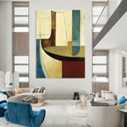 Neutral Toned Abstract Shapes Painting for Contemporary Office Spaces GAB1157