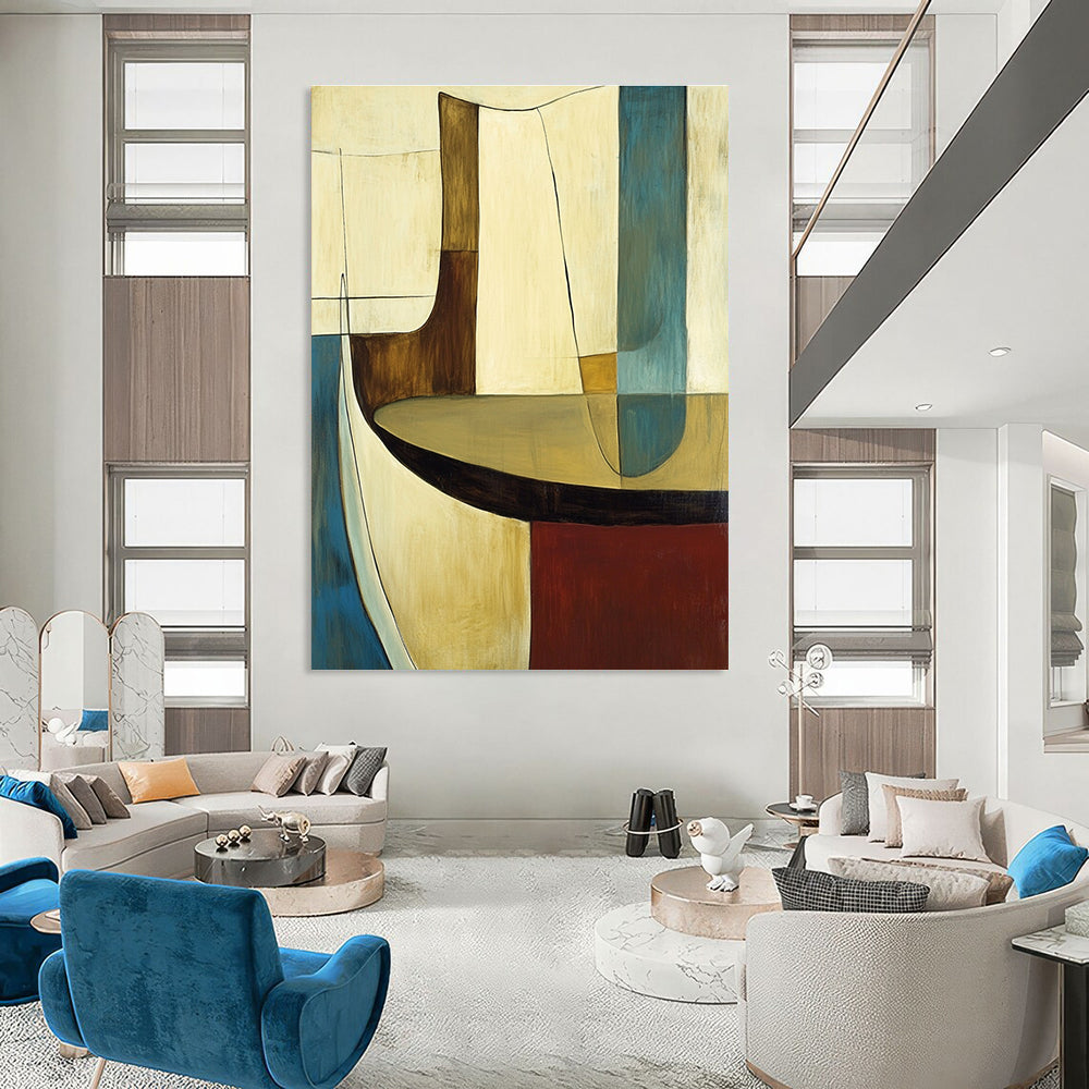 Neutral Toned Abstract Shapes Painting for Contemporary Office Spaces GAB1157