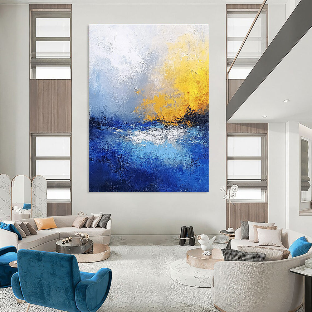 Blue - Yellow Abstract Landscape - Emotive Color - Block Abstract Painting GAB0430