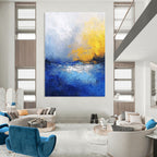 Blue - Yellow Abstract Landscape - Emotive Color - Block Abstract Painting GAB0430