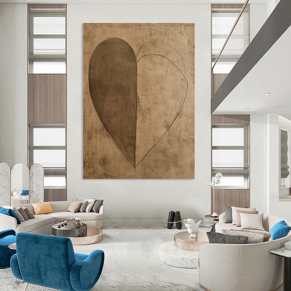 Heart - Shaped Sketch Abstract Painting of Symbolic Simplicity GAB0118