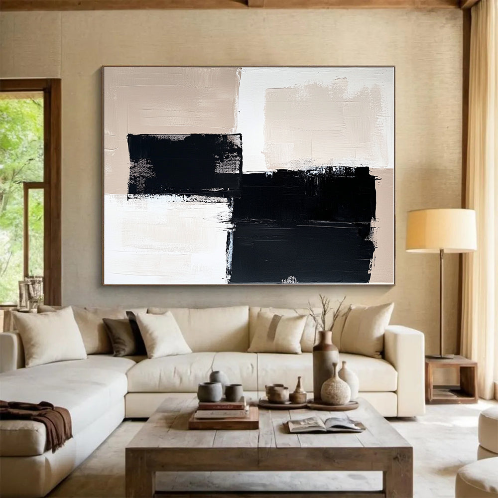 Monochrome Geometric Abstract Painting with Bold Simplicity WINK503