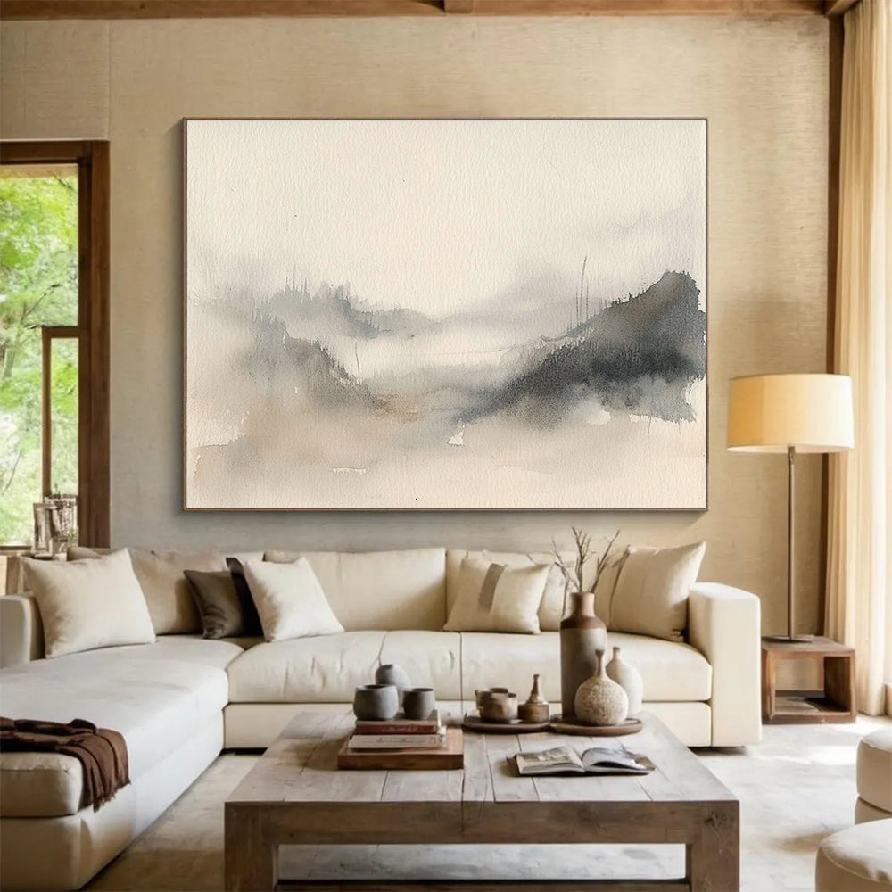 Ink - Washed Mountain Mist Abstract Painting ABS140