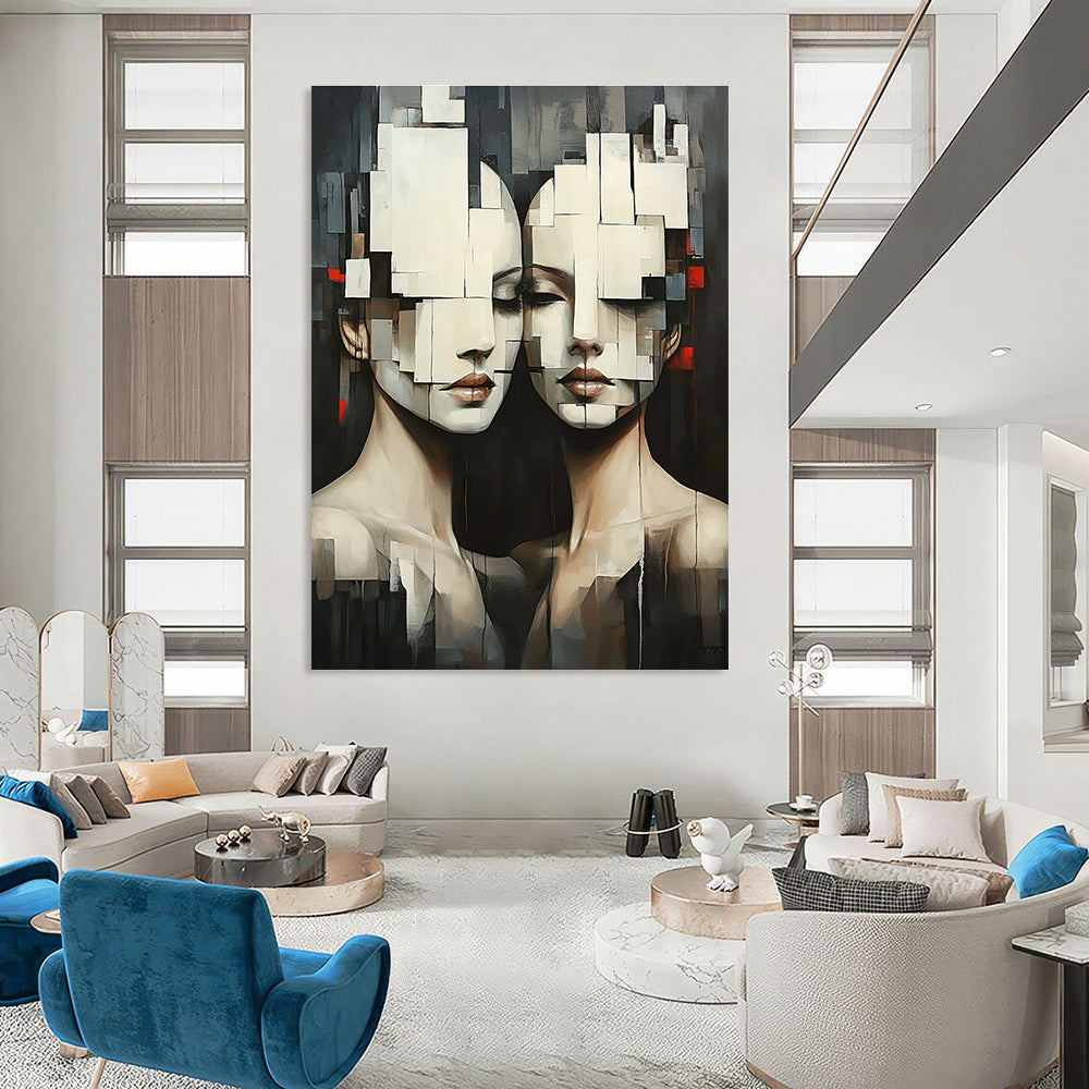 Cubist Faces Modern Abstract Painting for Contemporary Art Lovers GAB1494