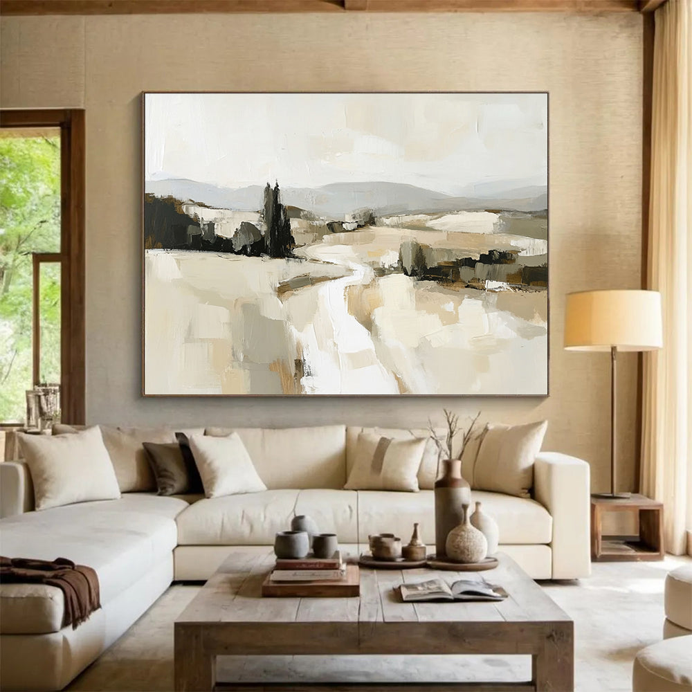 Neutral Landscape Abstract Painting with Subtle Tones ABS286