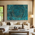 Teal and Gold Circular Abstract Painting with Regal Rhythm WINK284