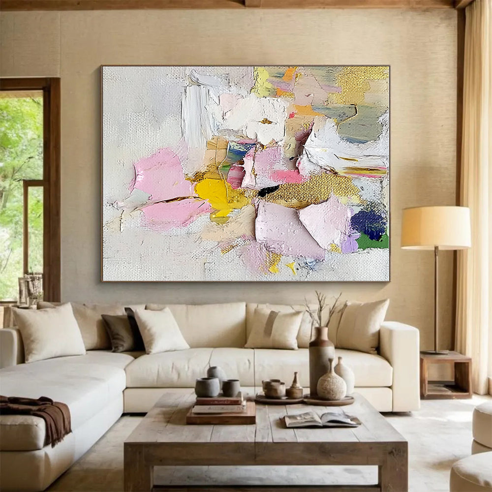 Colorful Collage - style Abstract Painting with Textured Layers WINK620