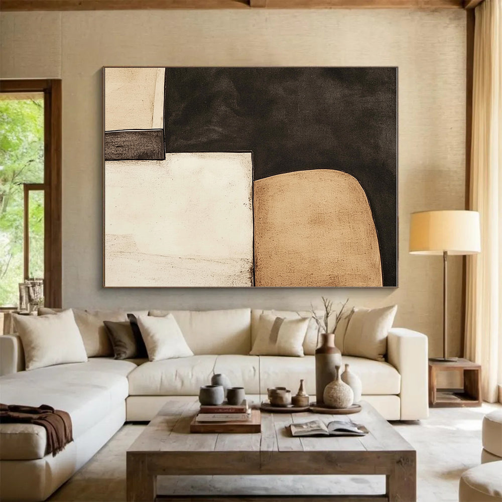 Monochromatic Geometric Shapes Abstract Painting with Timeless Simplicity WINK057