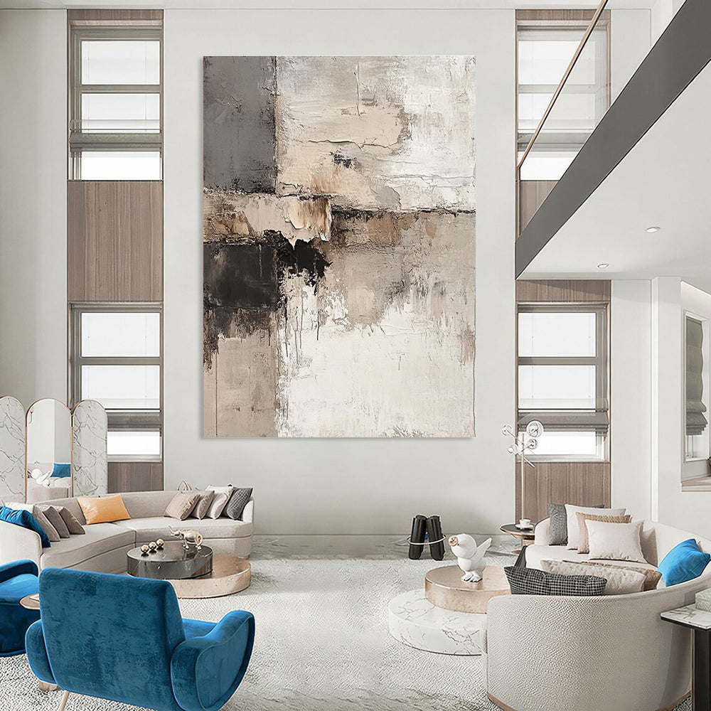 Earth - Toned Textured Abstract Painting for Industrial Interiors GAB0740